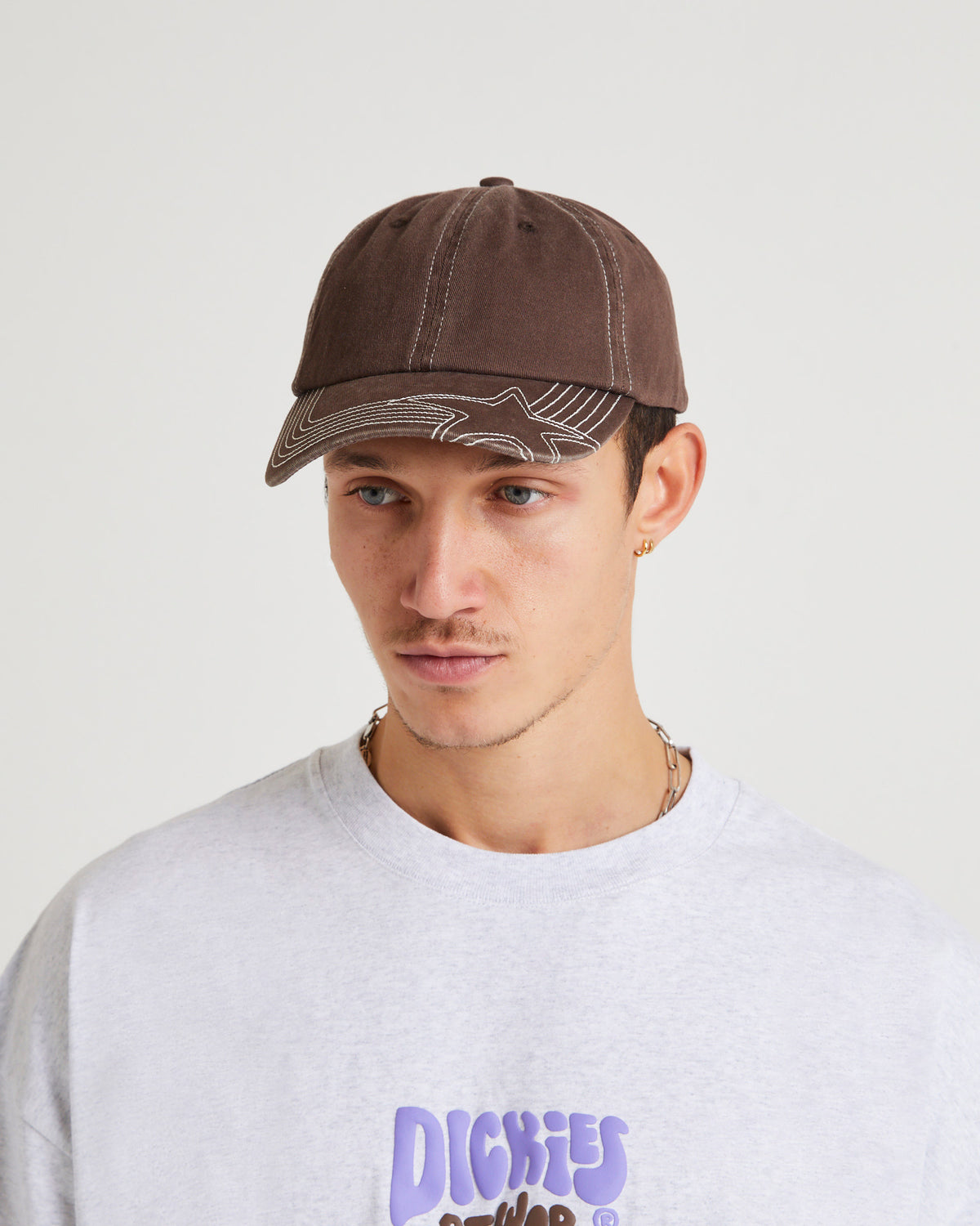 Unison Contrast Stitch Cap BROWN