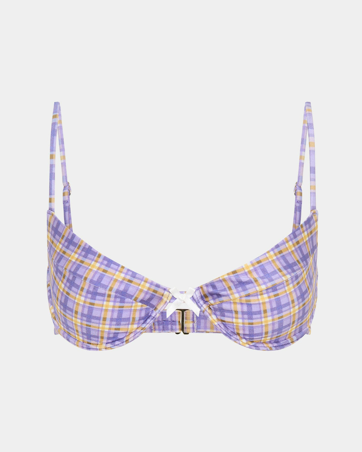 India Blurred Check Underwire Bikini Top Bikini Set GRAPE