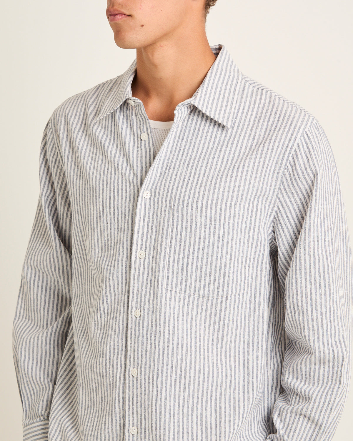 Grover Linen Long Sleeve Shirt BLUE STRIPE