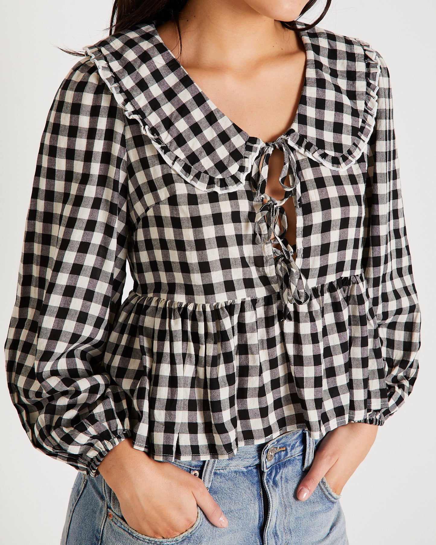 Picnic Gingham Collared Blouse
