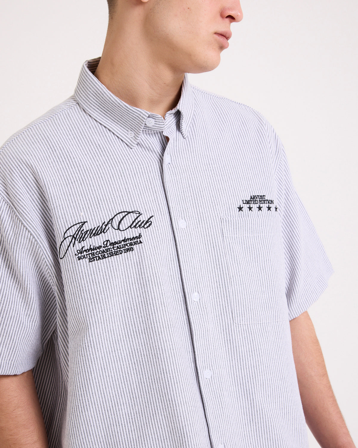 Archive Cropped Short Sleeve Shirt CHARCOAL STRIPE