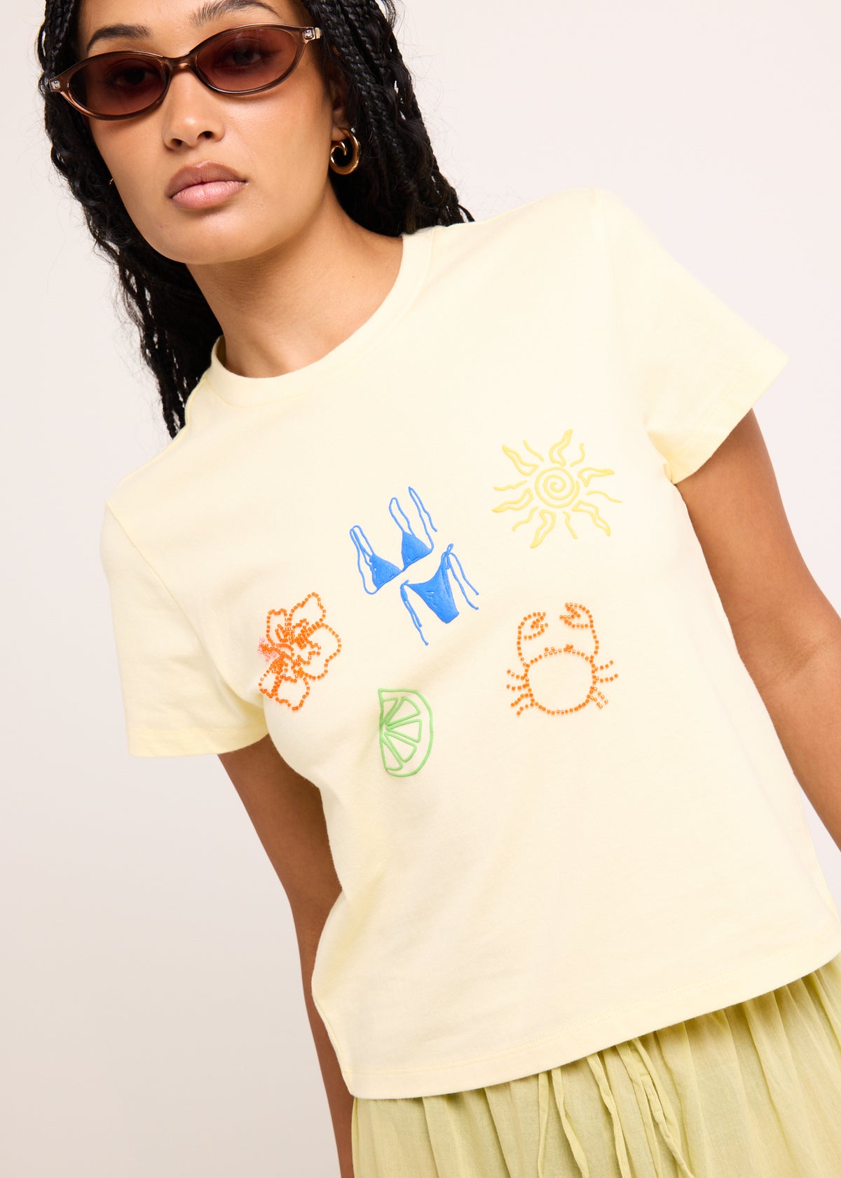 Vacation Beaded Baby Tee YELLOW