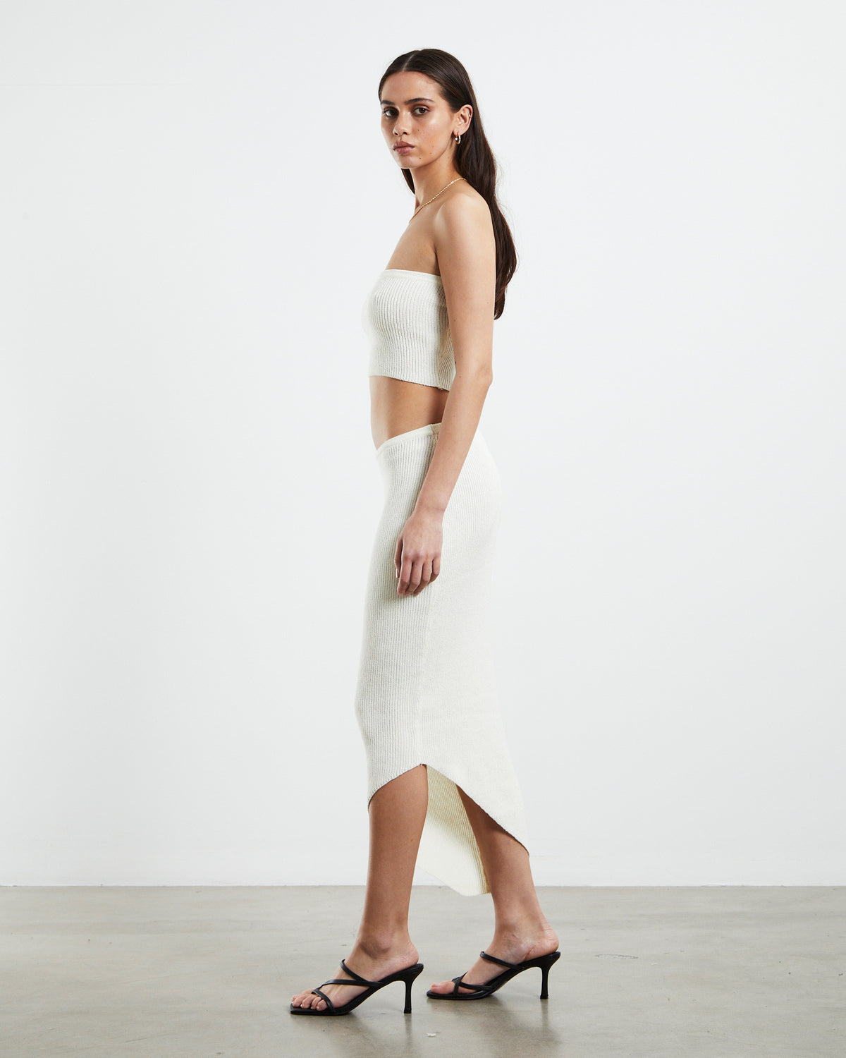Davia Knit Crop Top Off White OFF WHITE