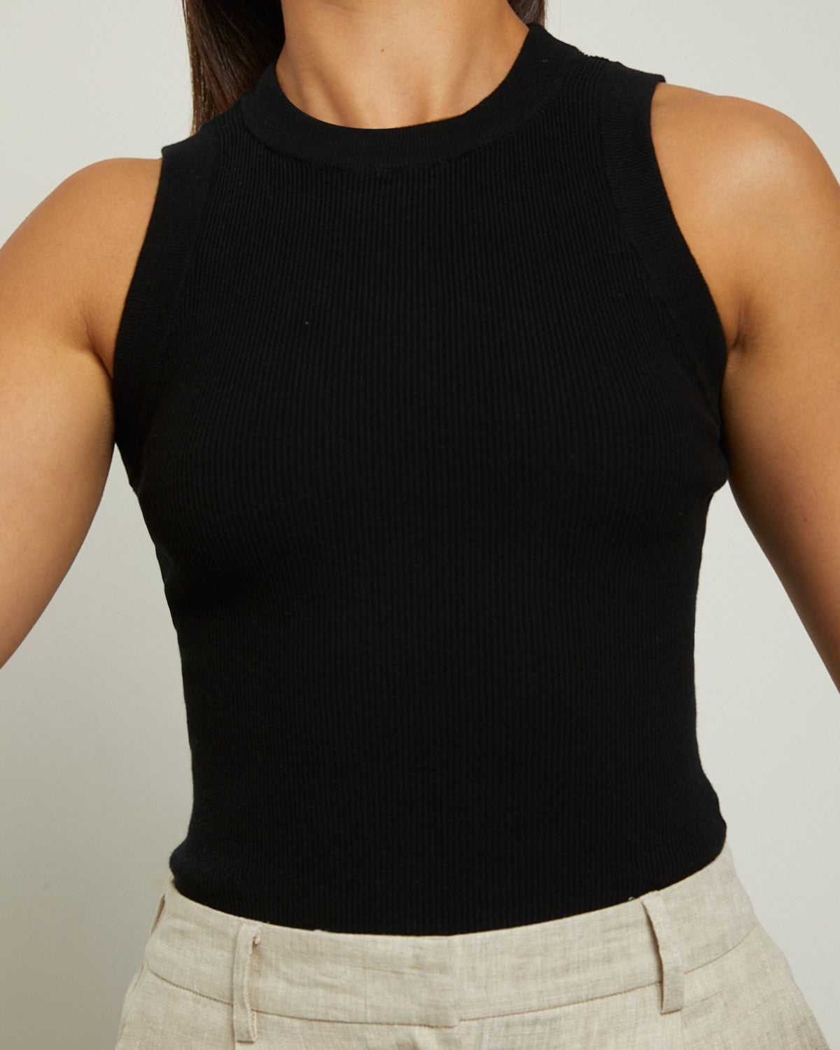 Luxe Knitted Tank Top in Black BLACK