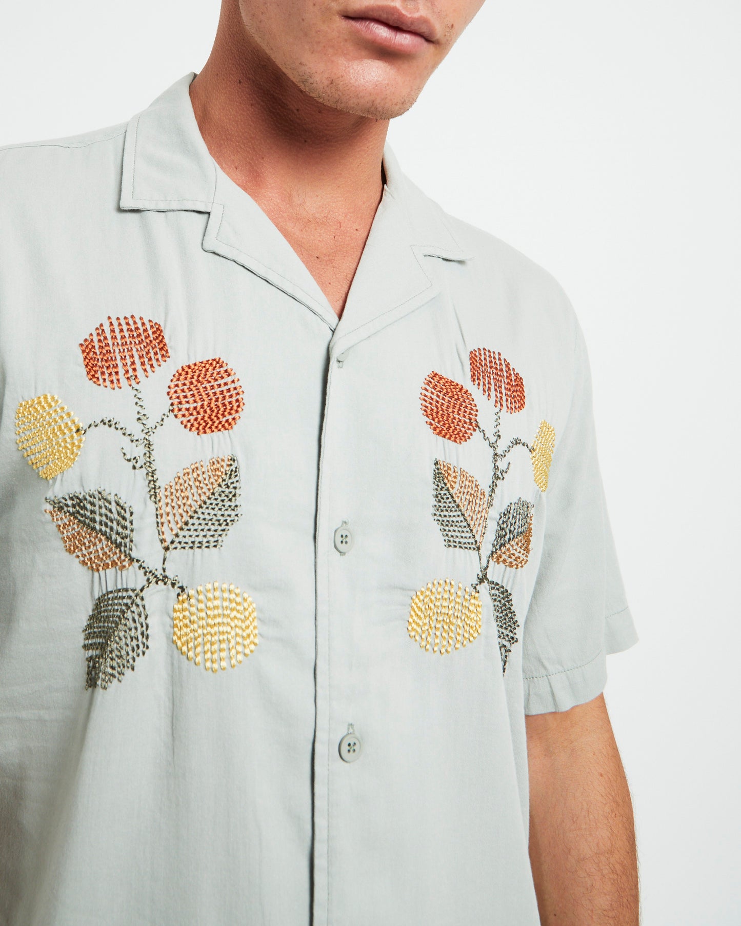 Evora Short Sleeve REsort Shirt in Sage Green