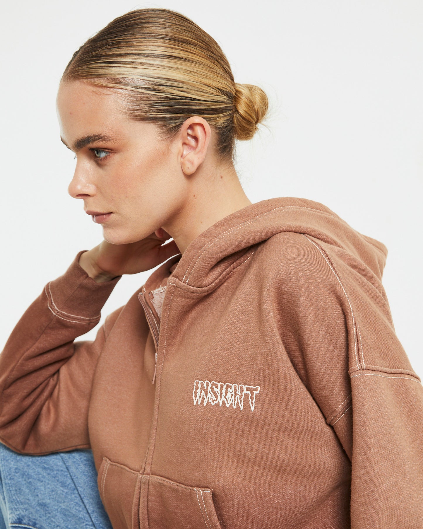 Baby Fleece Zip Hoodie in Brown