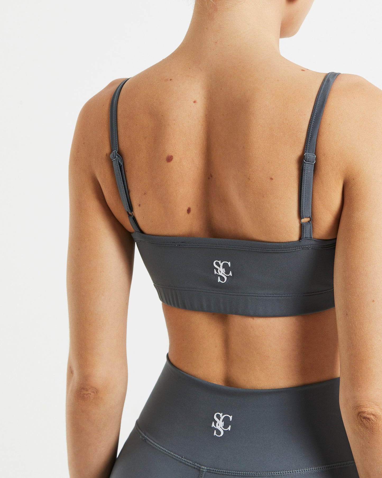 Sports Strappy Crop Top in Charcoal Grey