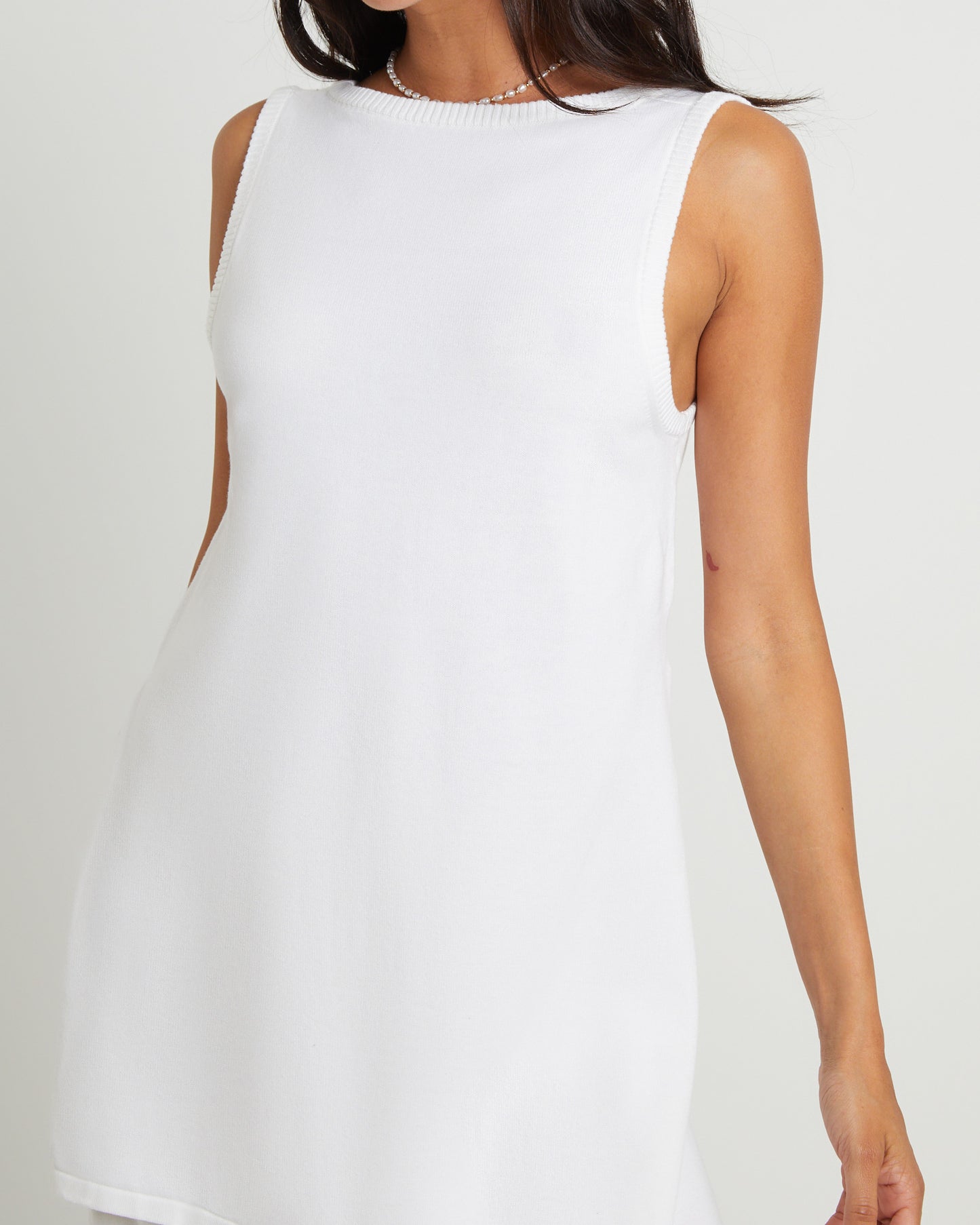 Riley Split Tank Top in White