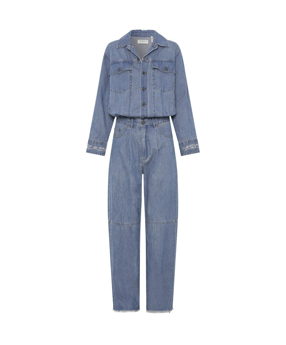 Denim Trucker Overalls Blue Lilac