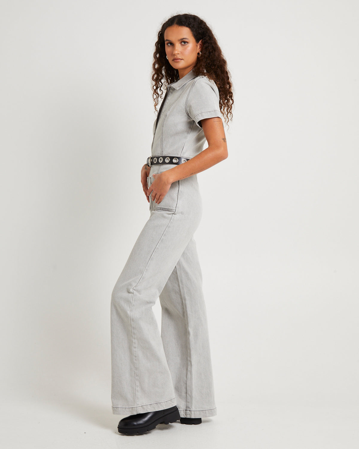 Nikki Denim Maxi Boiler Suit PEBBLE