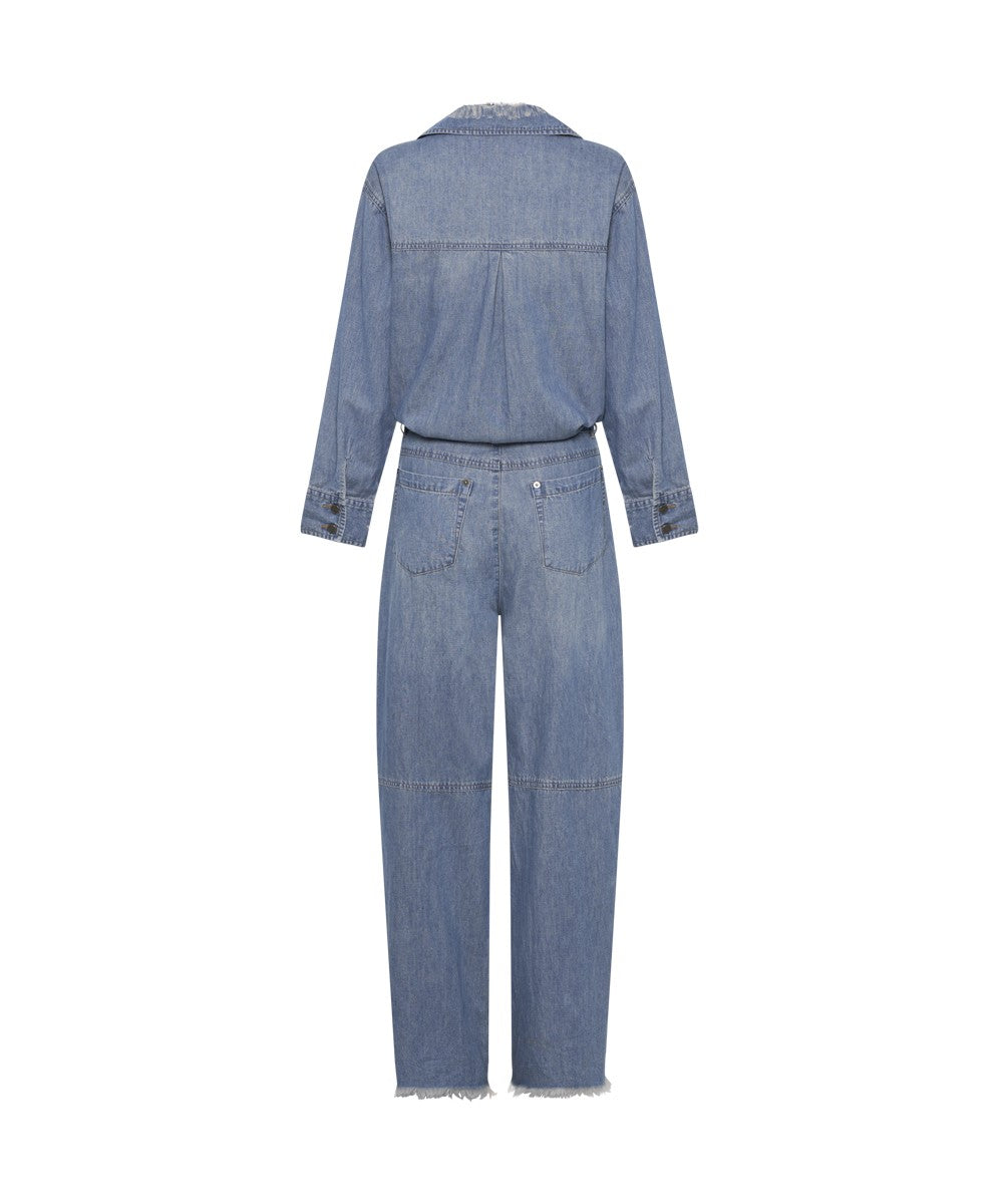 Denim Trucker Overalls Blue Lilac