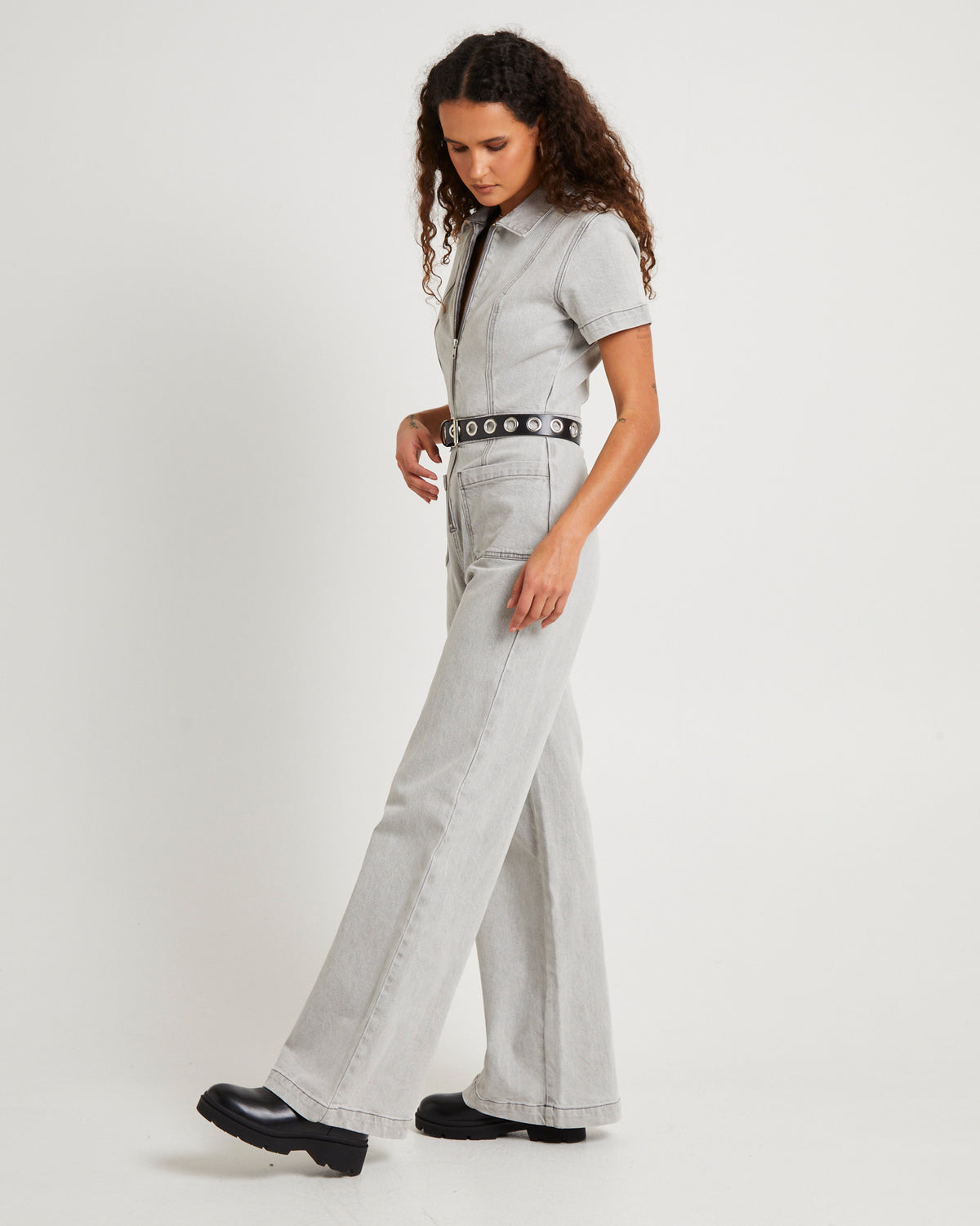 Nikki Denim Maxi Boiler Suit PEBBLE