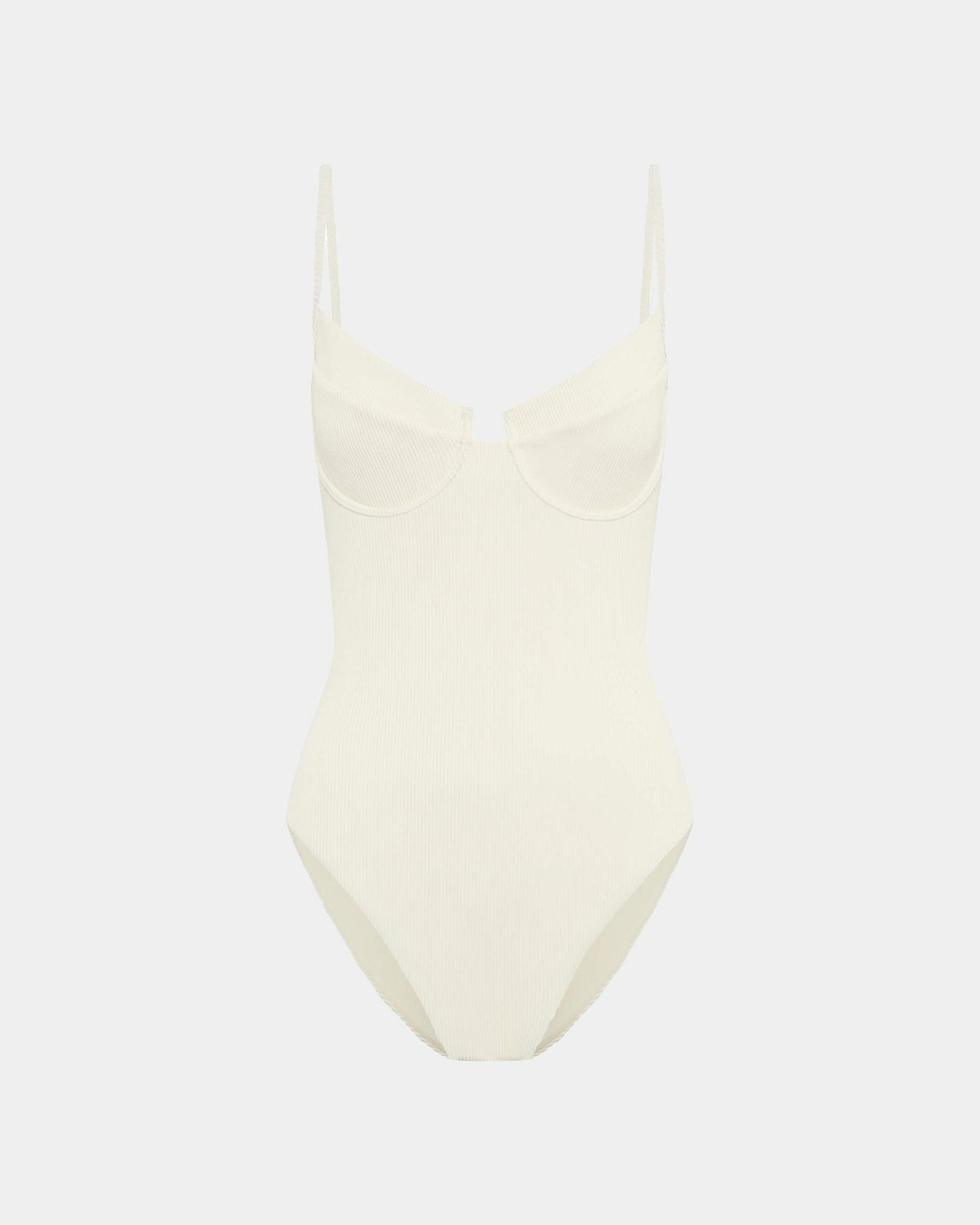 Rib Underwire Top One Piece ALMOND