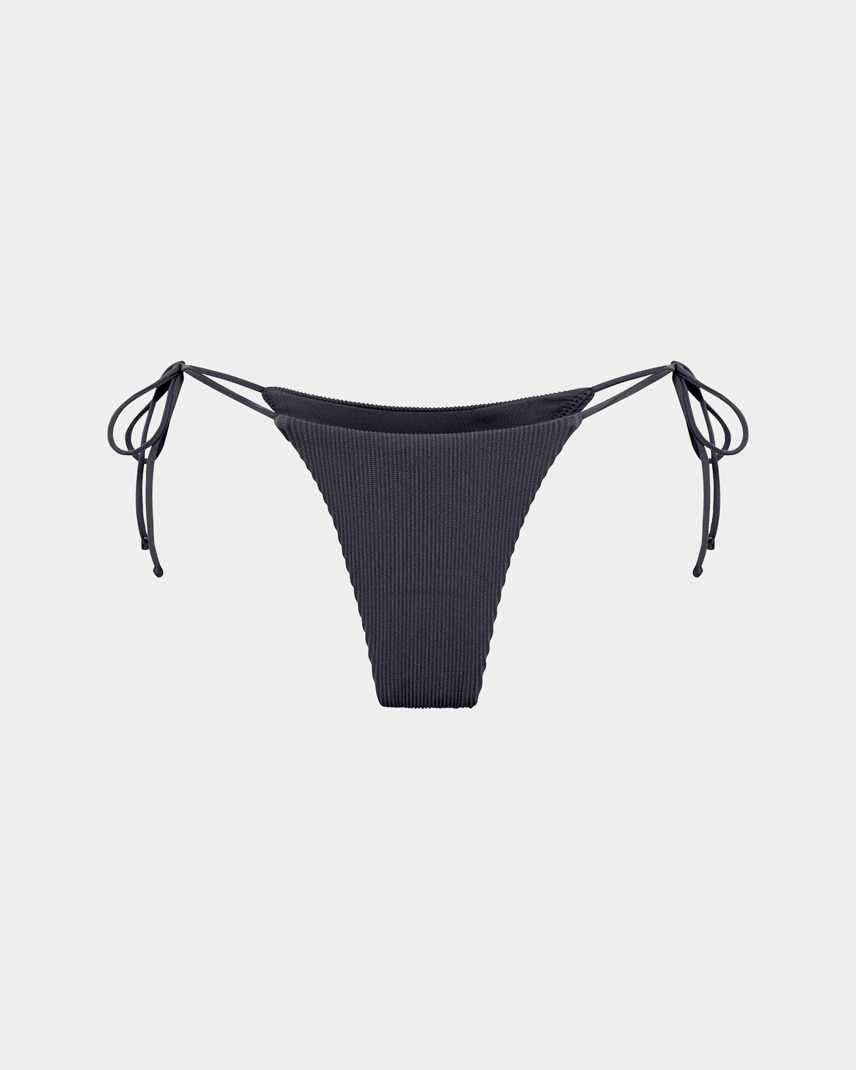 Rib Skinny Strap Tie Side Bikini Bottom STORM