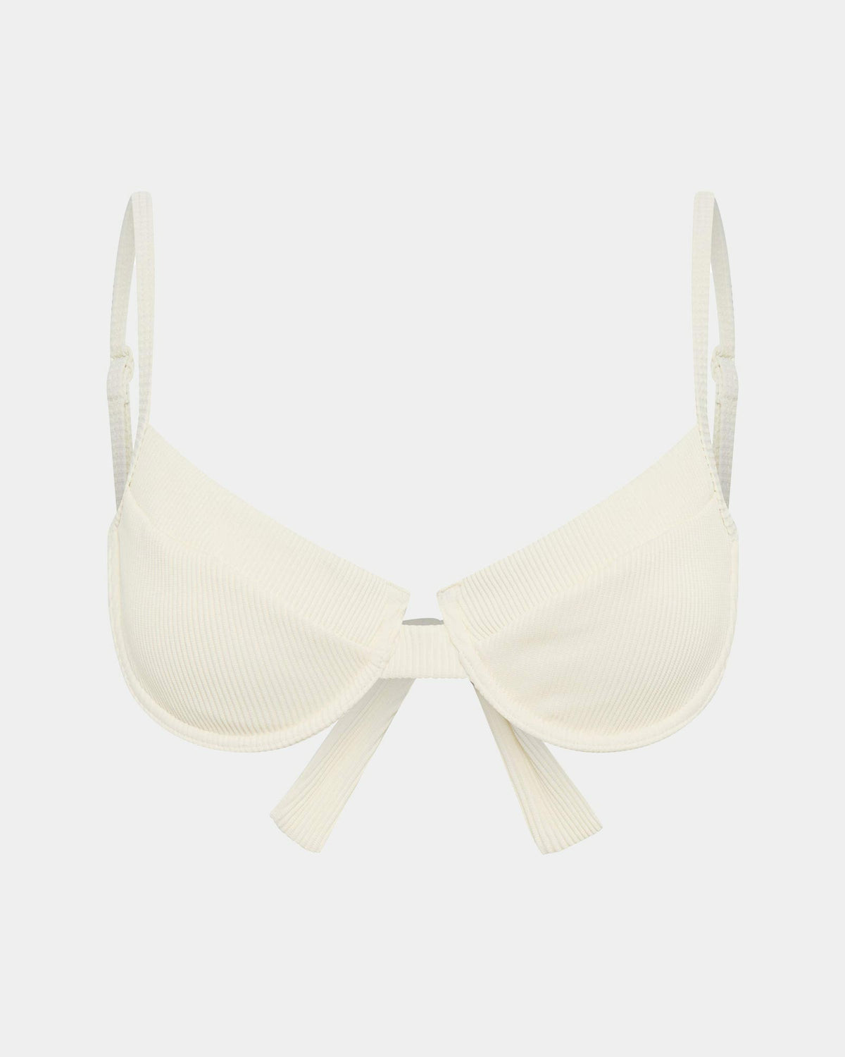 Rib Underwire Tie Back Bikini Top ALMOND