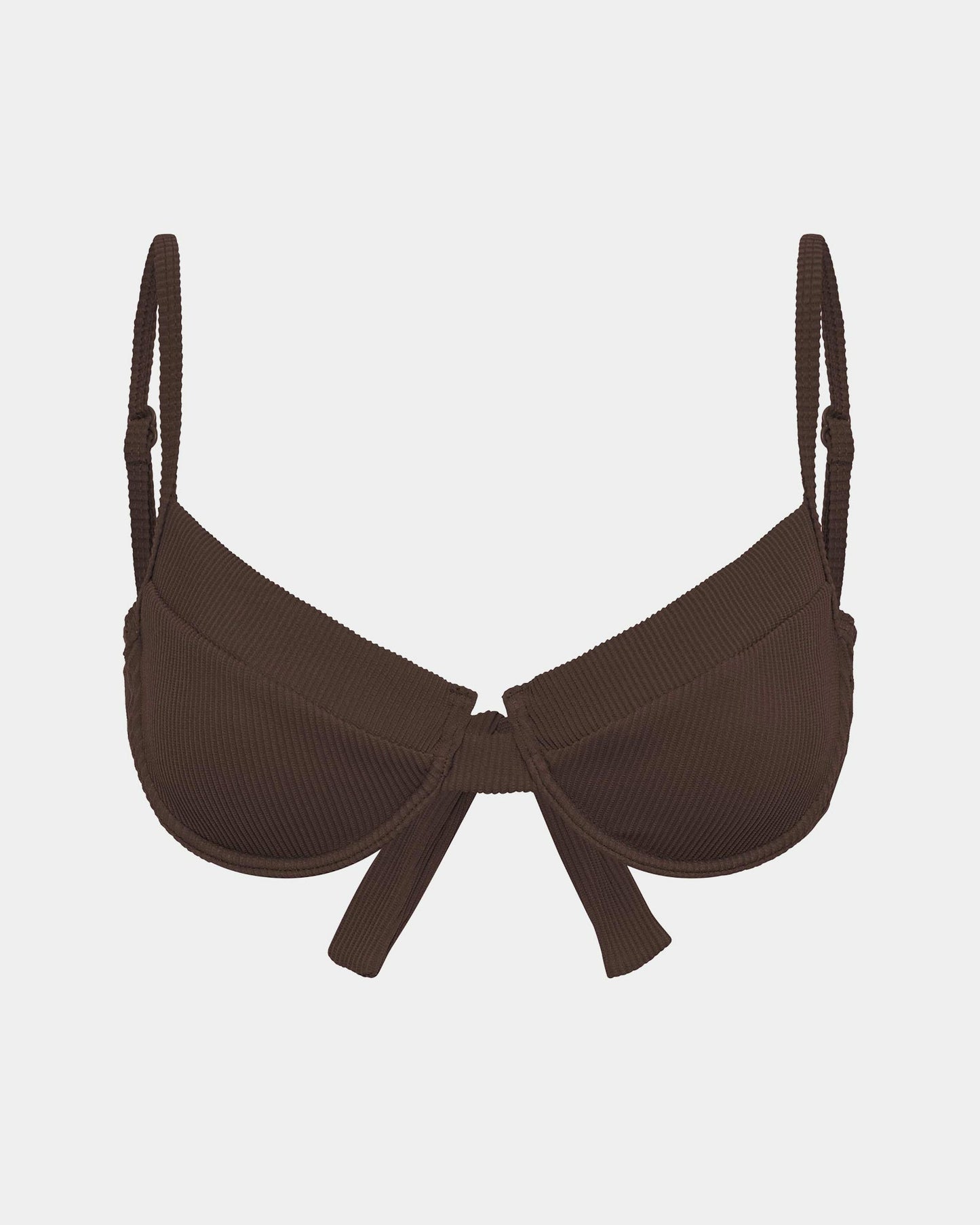 Rib Underwire Tie Back Bikini Top