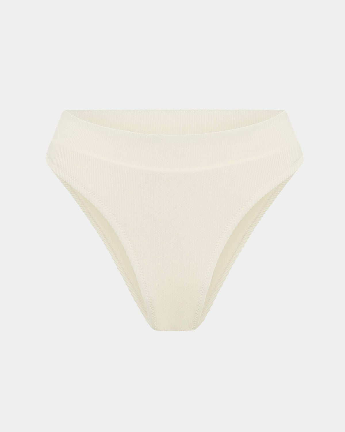 Rib 80'S High Cut Bikini Bottoms ALMOND