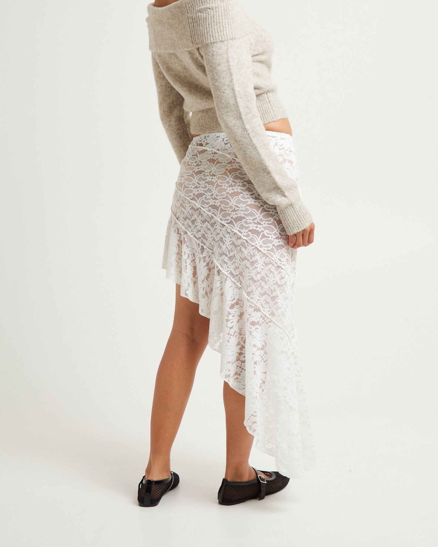 Tammy Lace Handkerchief Hem Midi Skirt